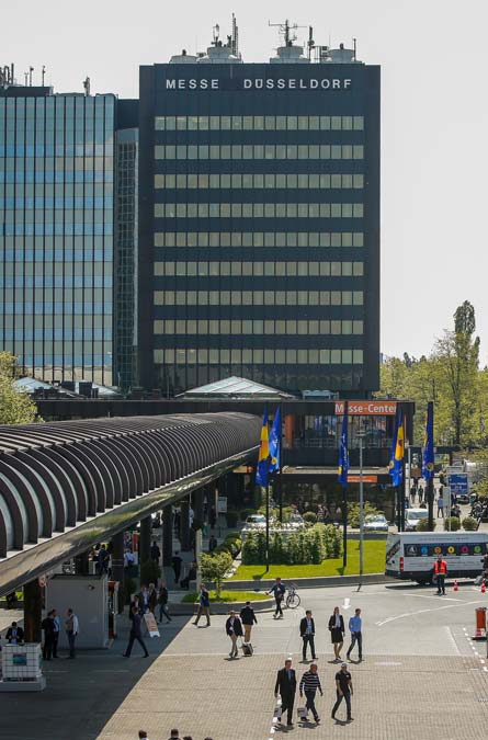 Blick über das Gelände der Messe Düsseldorf